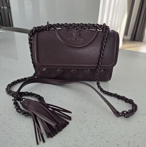 Tory Burch Dark Burgundy Quilted Women's Bag